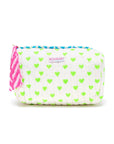 Handmade Block Print Quilted Wash Bag | Neon Hearts - Bombaby