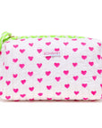 Handmade Quilted Block Print Wash Bag | Pink Hearts - Bombaby