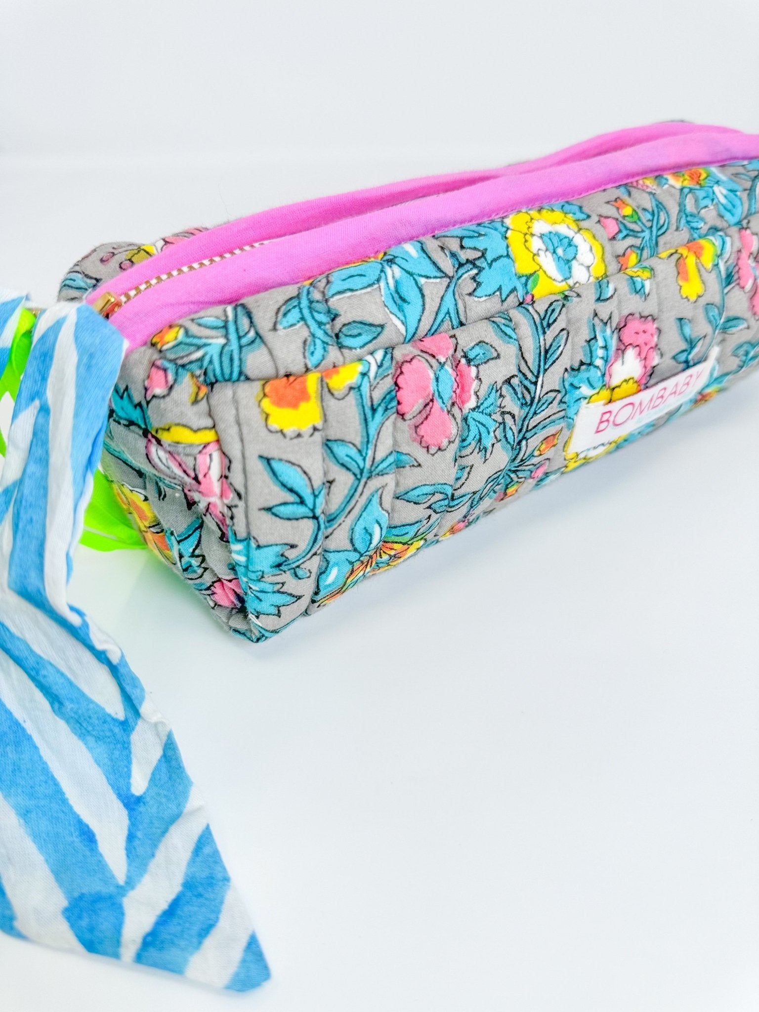 Handmade Quilted Pencil Case | Lata Floral - Bombaby