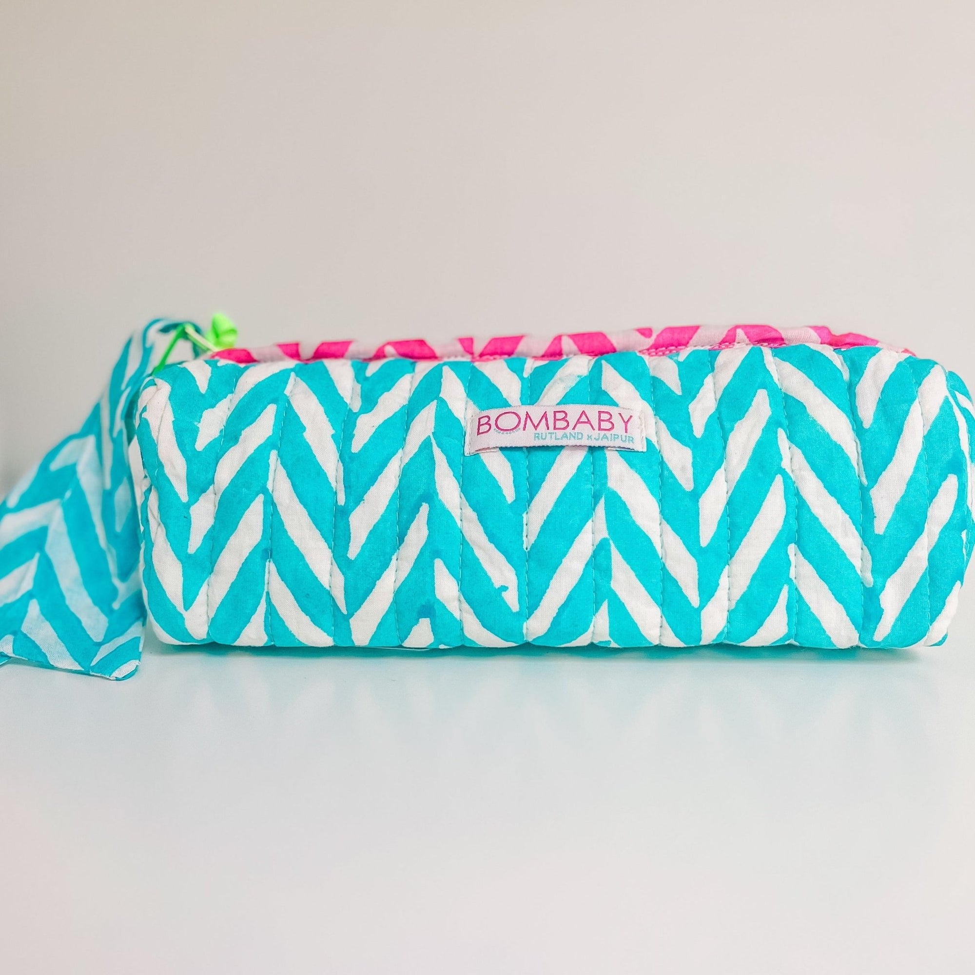 Handmade Quilted Pencil Case | Malibu Blue - Bombaby