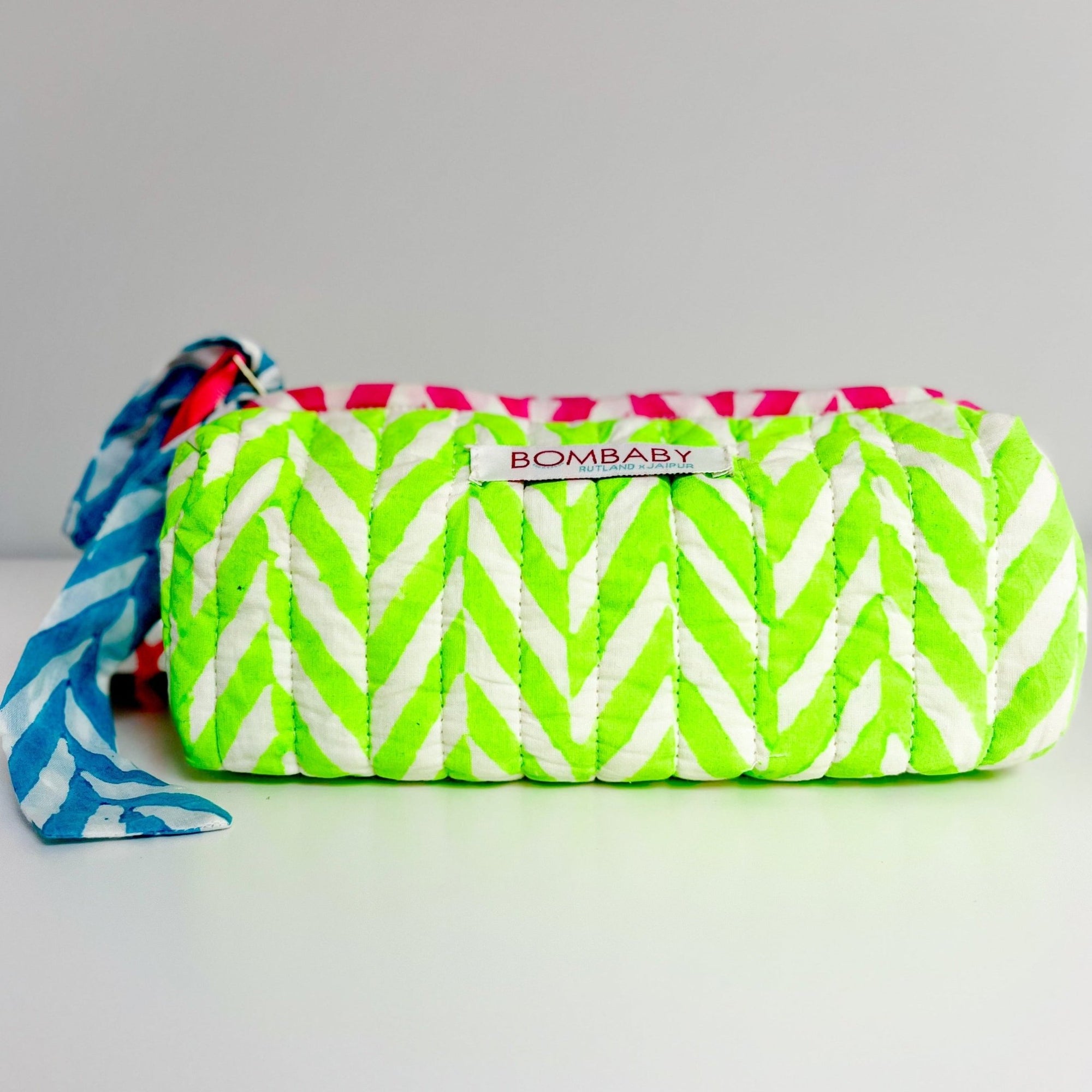 Handmade Quilted Pencil Case | Neon Green - Bombaby