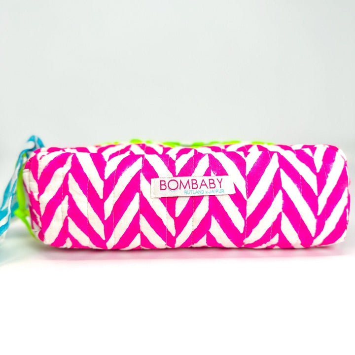 Handmade Quilted Pencil Case | Neon Pink - Bombaby