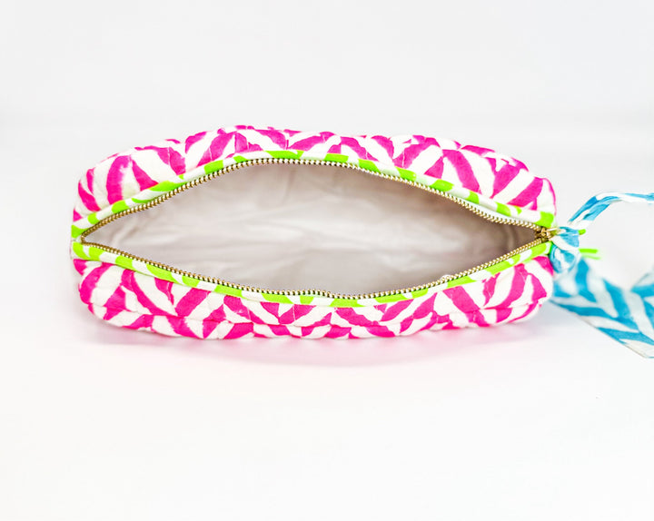 Handmade Quilted Pencil Case | Neon Pink - Bombaby