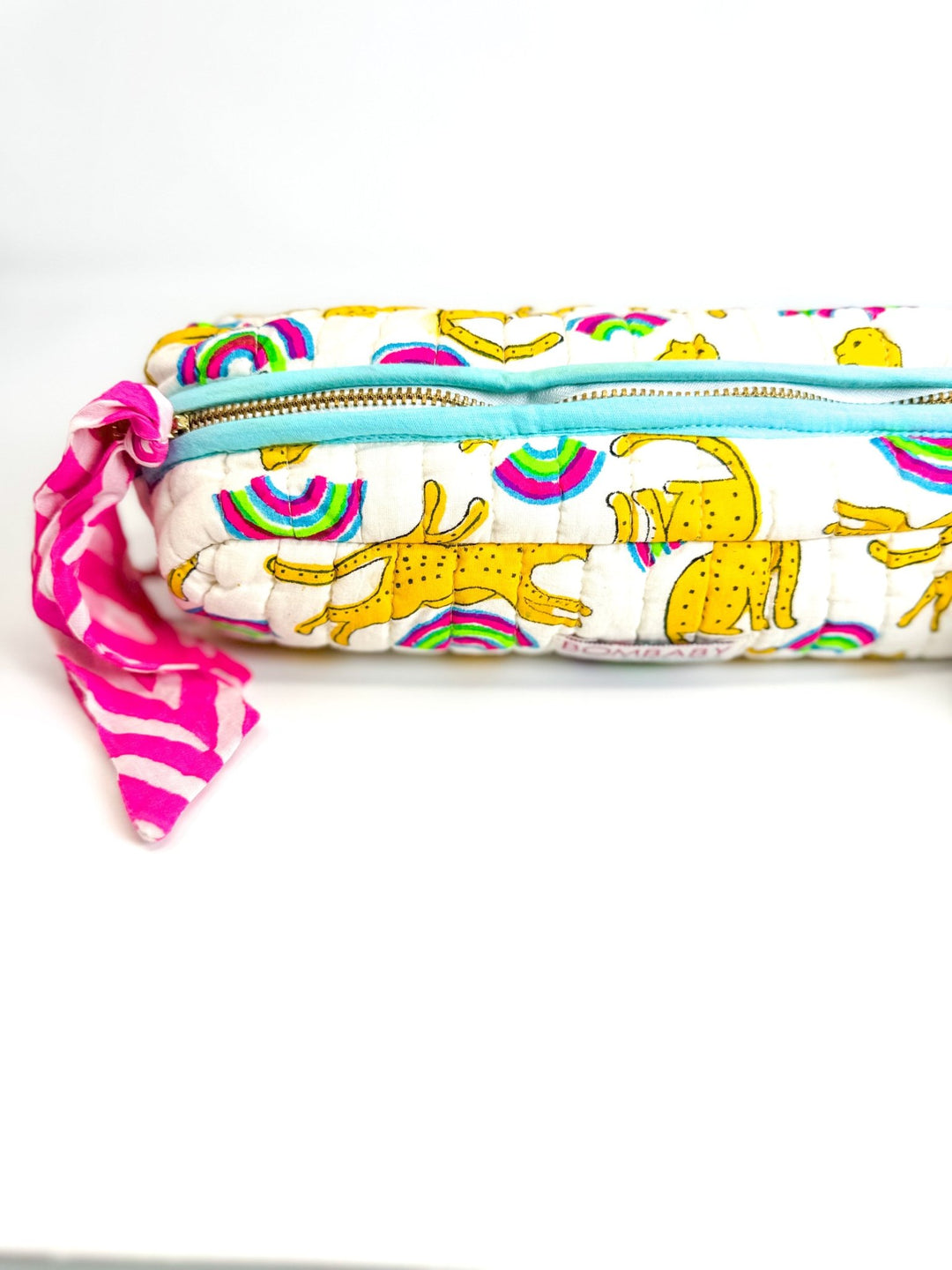 Handmade Quilted Pencil Case | Neon Rainbow Leopard - Bombaby