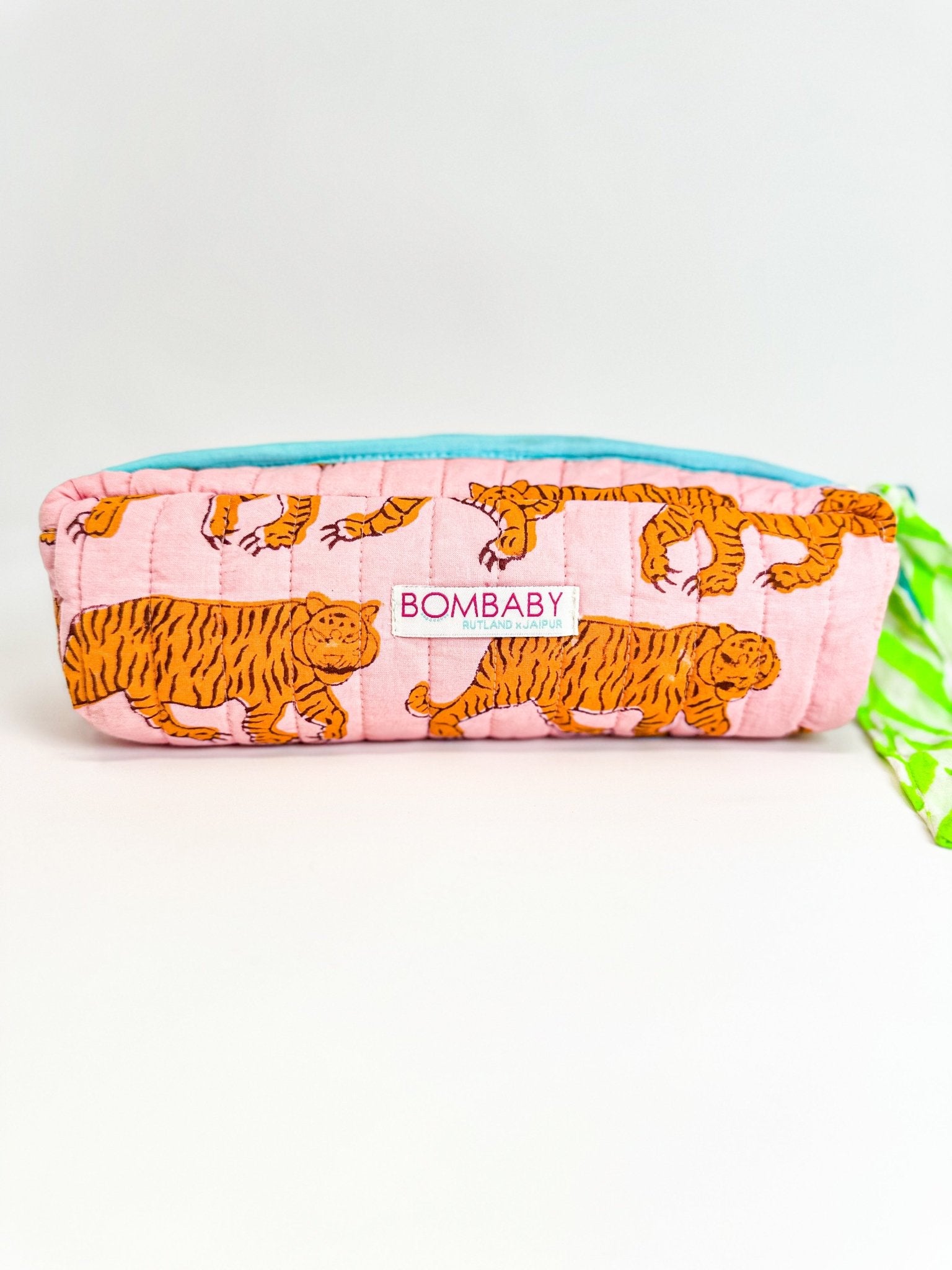 Handmade Quilted Pencil Case | Powder Pink Tiger - Bombaby