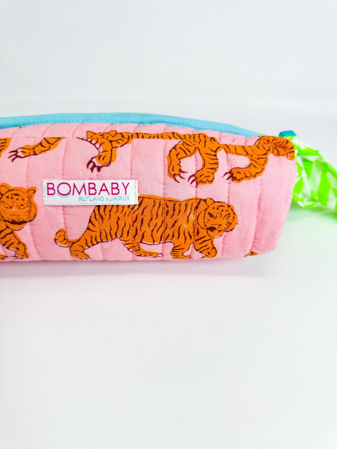 Handmade Quilted Pencil Case | Powder Pink Tiger - Bombaby