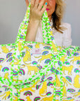 Handmade Quilted Weekend Bag | Neon Rainbow Leopard - Bombaby