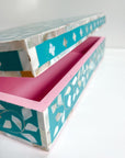 Jewelled Aqua | Large Mother of Pearl Jewellery Box - Bombaby