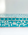 Jewelled Aqua | Large Mother of Pearl Jewellery Box - Bombaby