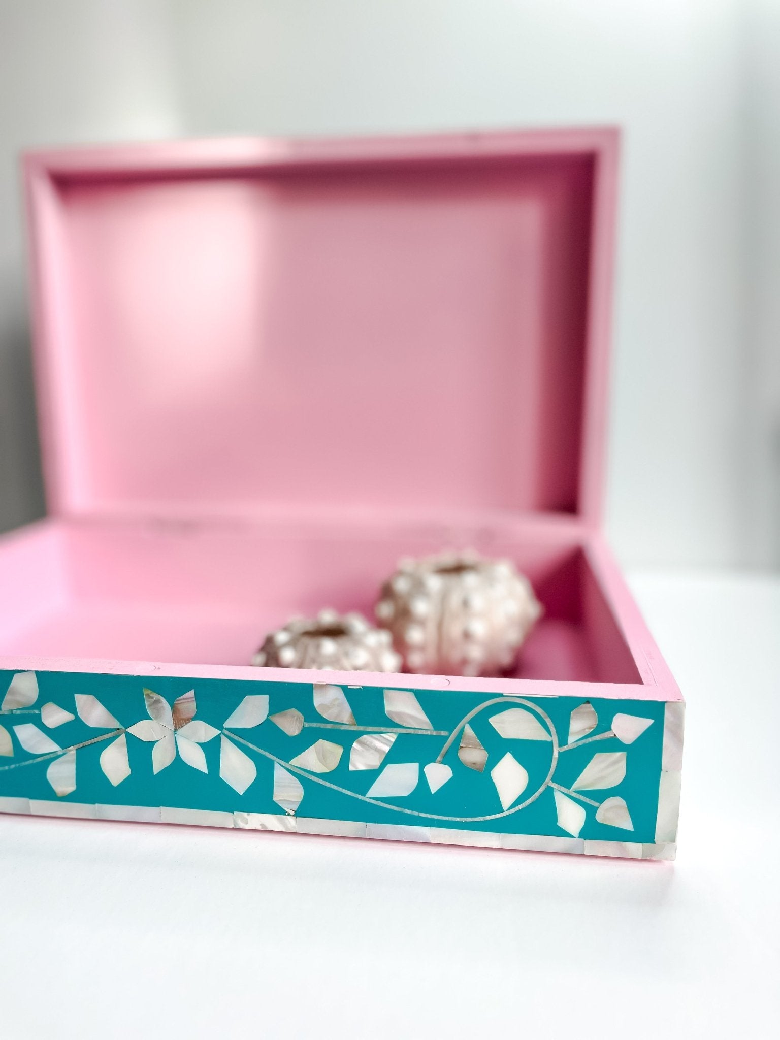 Jewelled Aqua | Large Mother of Pearl Jewellery Box - Bombaby