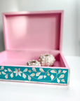 Jewelled Aqua | Large Mother of Pearl Jewellery Box - Bombaby