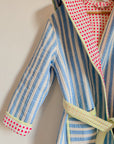 Luxury Quilted Dressing Gown | Cornflower Blue Stripe - Bombaby