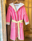 Luxury Quilted Dressing Gown | Neon Pink Stripe - Bombaby