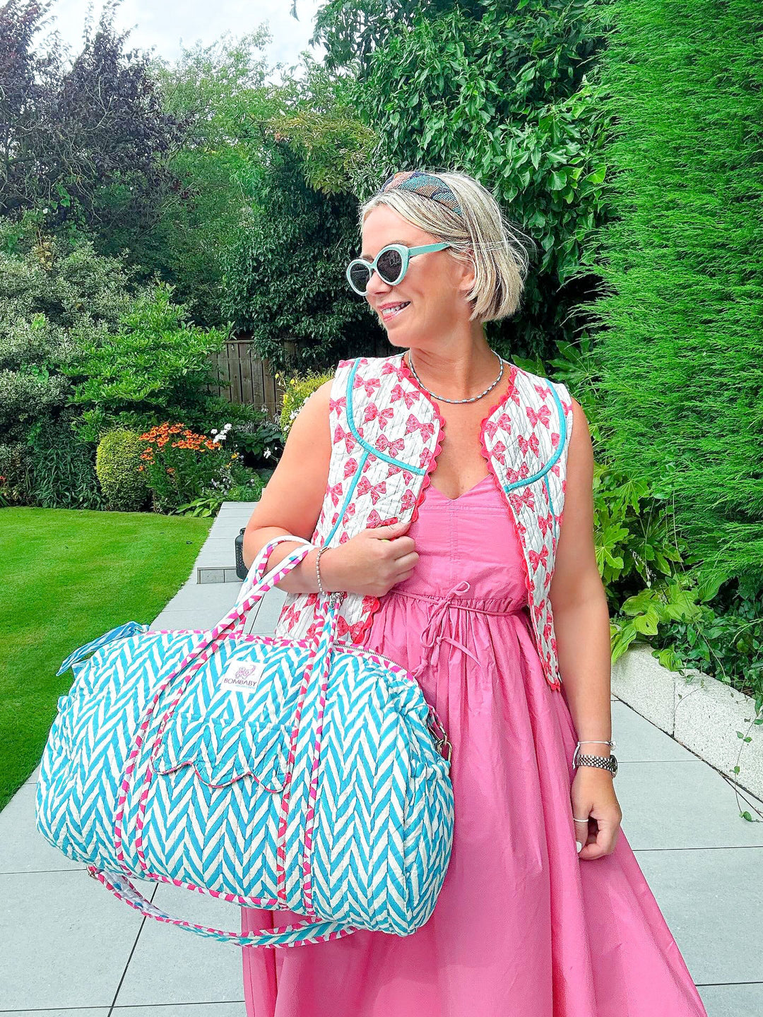 Malibu Blue | Handmade Quilted Weekend Bag - Bombaby