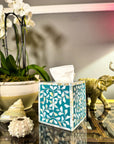 Mother of Pearl Inlay Tissue Box | Jewelled Aqua - Bombaby