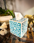 Mother of Pearl Inlay Tissue Box | Jewelled Aqua - Bombaby