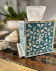 Mother of Pearl Inlay Tissue Box | Jewelled Aqua - Bombaby