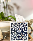 Mother of Pearl Inlay Tissue Box | Midnight Navy - Bombaby