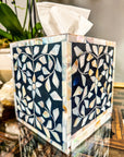 Mother of Pearl Inlay Tissue Box | Midnight Navy - Bombaby