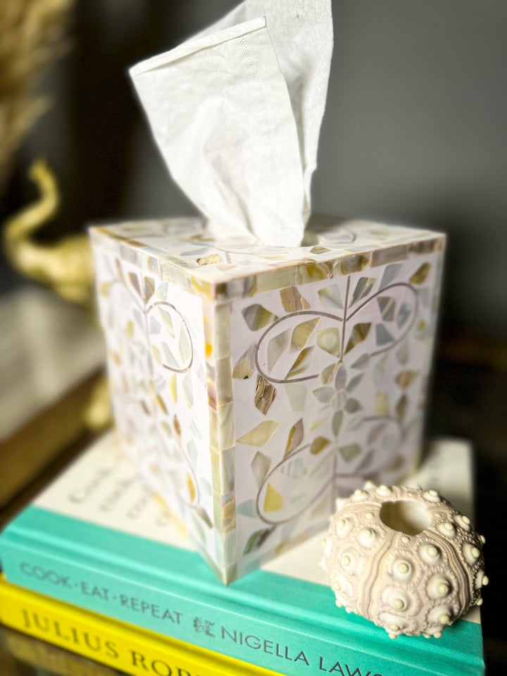 Mother of Pearl Inlay Tissue Box | Sandy Shores - Bombaby