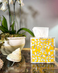 Mother of Pearl Inlay Tissue Box | Sunshine Yellow - Bombaby