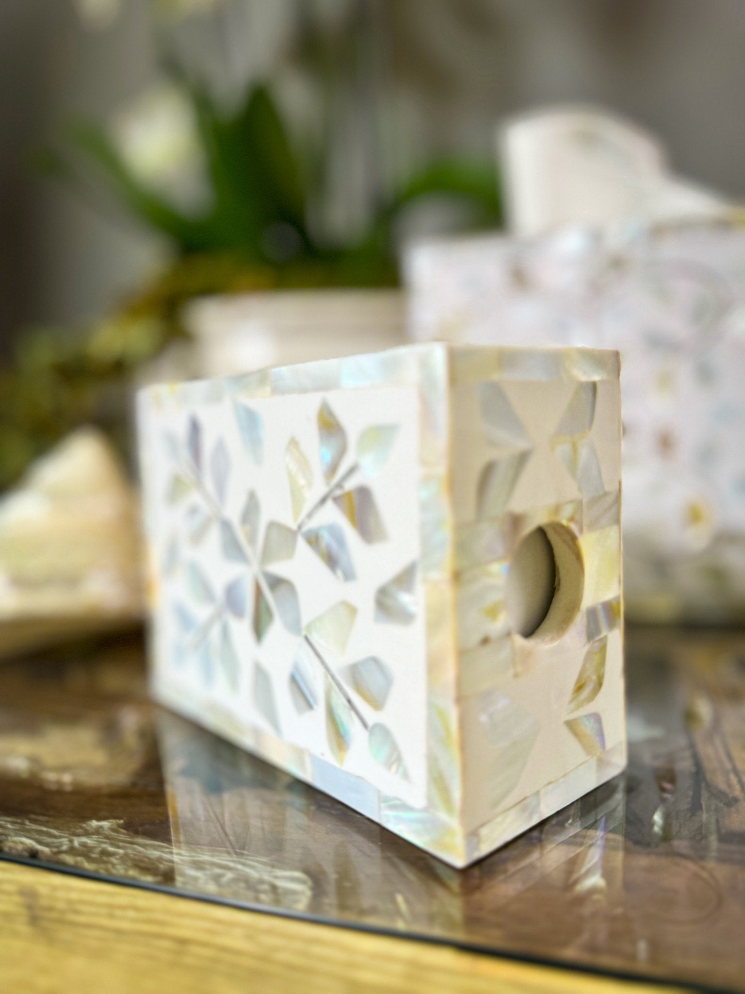 Mother of Pearl Match Box Holder | Sandy Shores - Bombaby