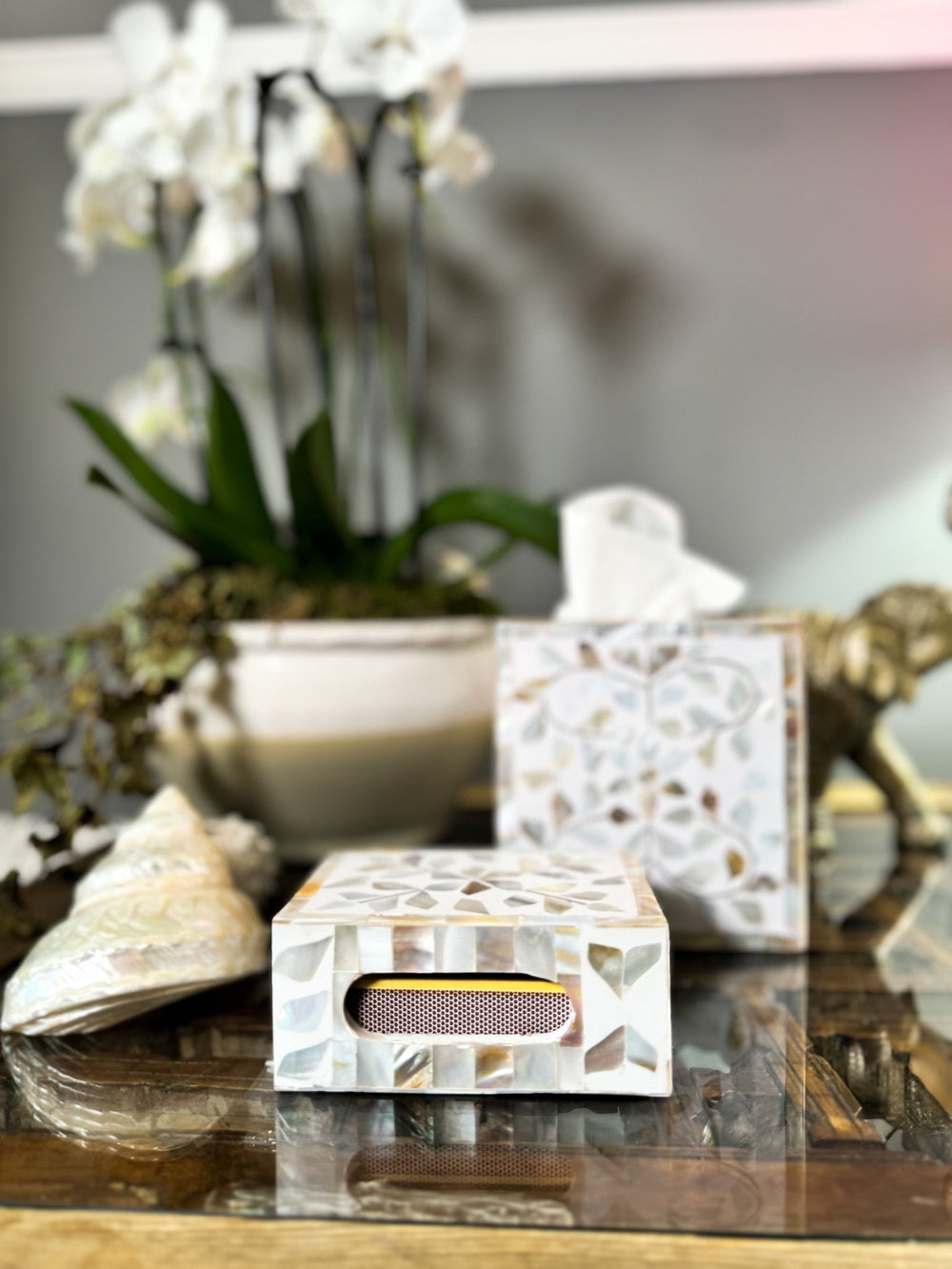 Mother of Pearl Match Box Holder | Sandy Shores - Bombaby