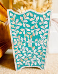 Mother of Pearl Waste Paper Bin | Jewelled Aqua - Bombaby