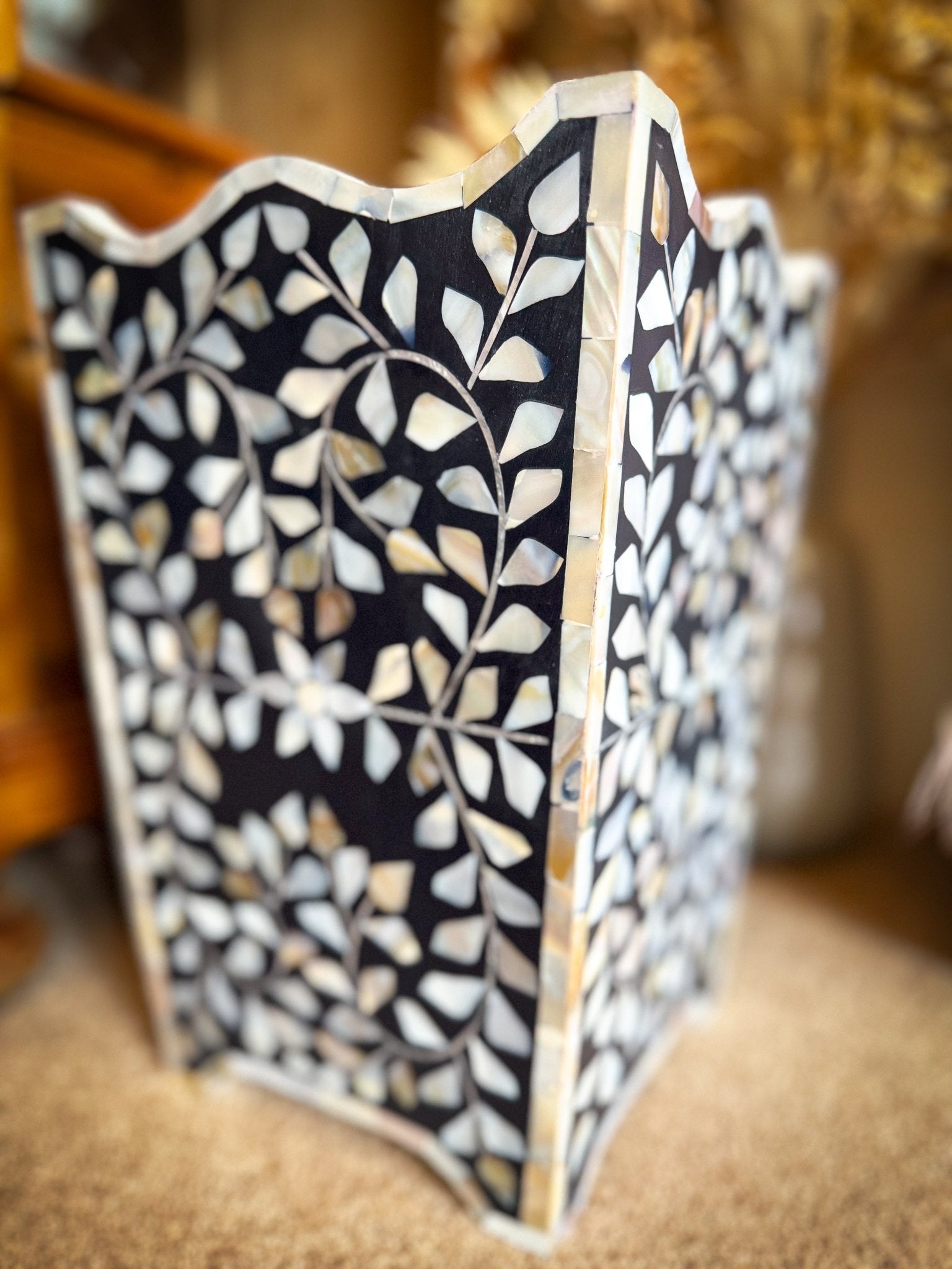 Mother of Pearl Waste Paper Bin | Midnight Navy - Bombaby