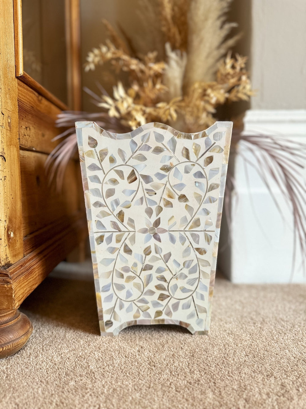 Mother of Pearl Waste Paper Bin | Sandy Shores - Bombaby