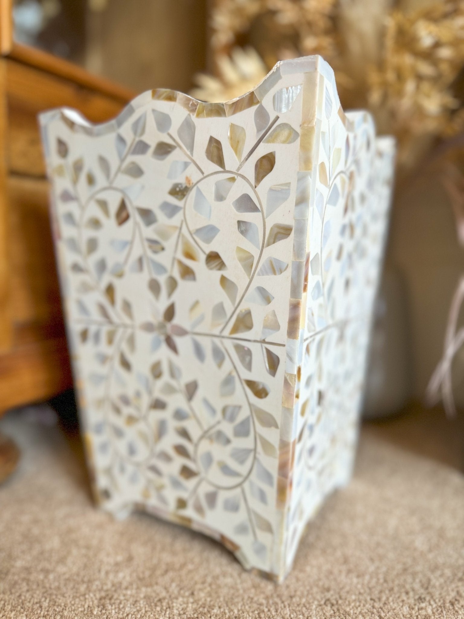 Mother of Pearl Waste Paper Bin | Sandy Shores - Bombaby