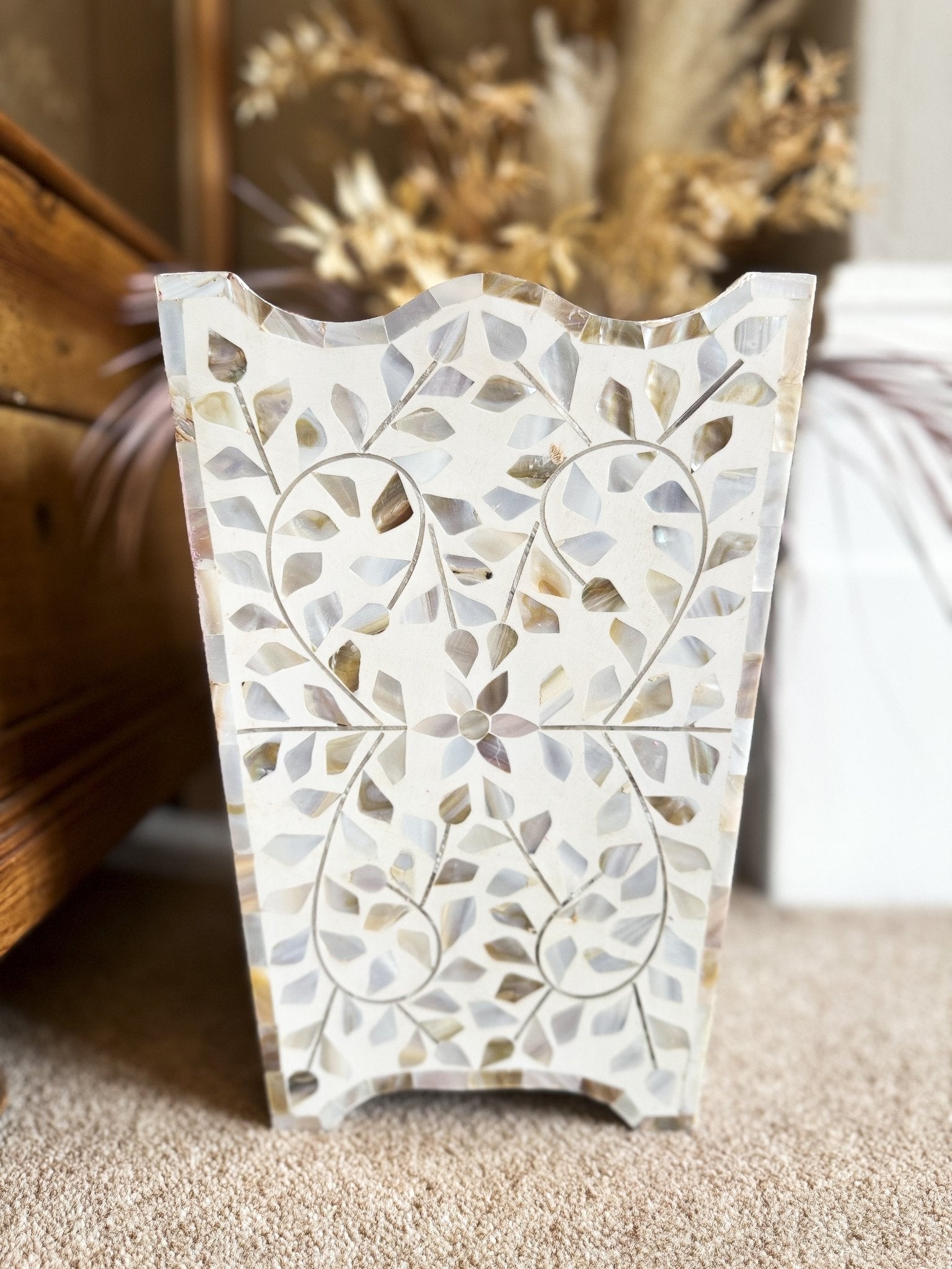 Mother of Pearl Waste Paper Bin | Sandy Shores - Bombaby