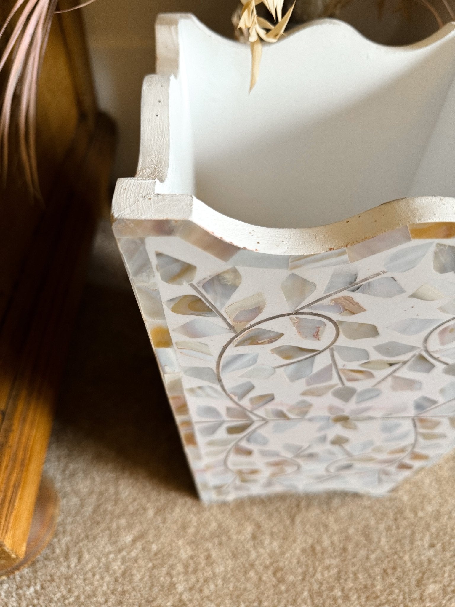 Mother of Pearl Waste Paper Bin | Sandy Shores - Bombaby