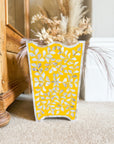 Mother of Pearl Waste Paper Bin | Sunshine Yellow - Bombaby