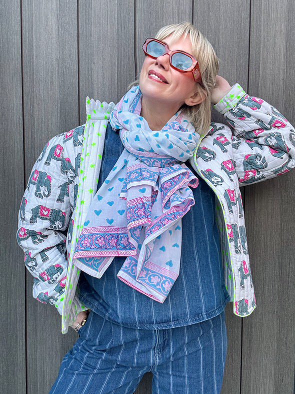 Oversized Handprinted Scarf | Ocean Dream - Bombaby