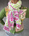 Oversized Handprinted Scarf | Wild Lime - Bombaby