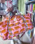 Pink Indian Tiger | XL Quilted Weekend Bag - Bombaby