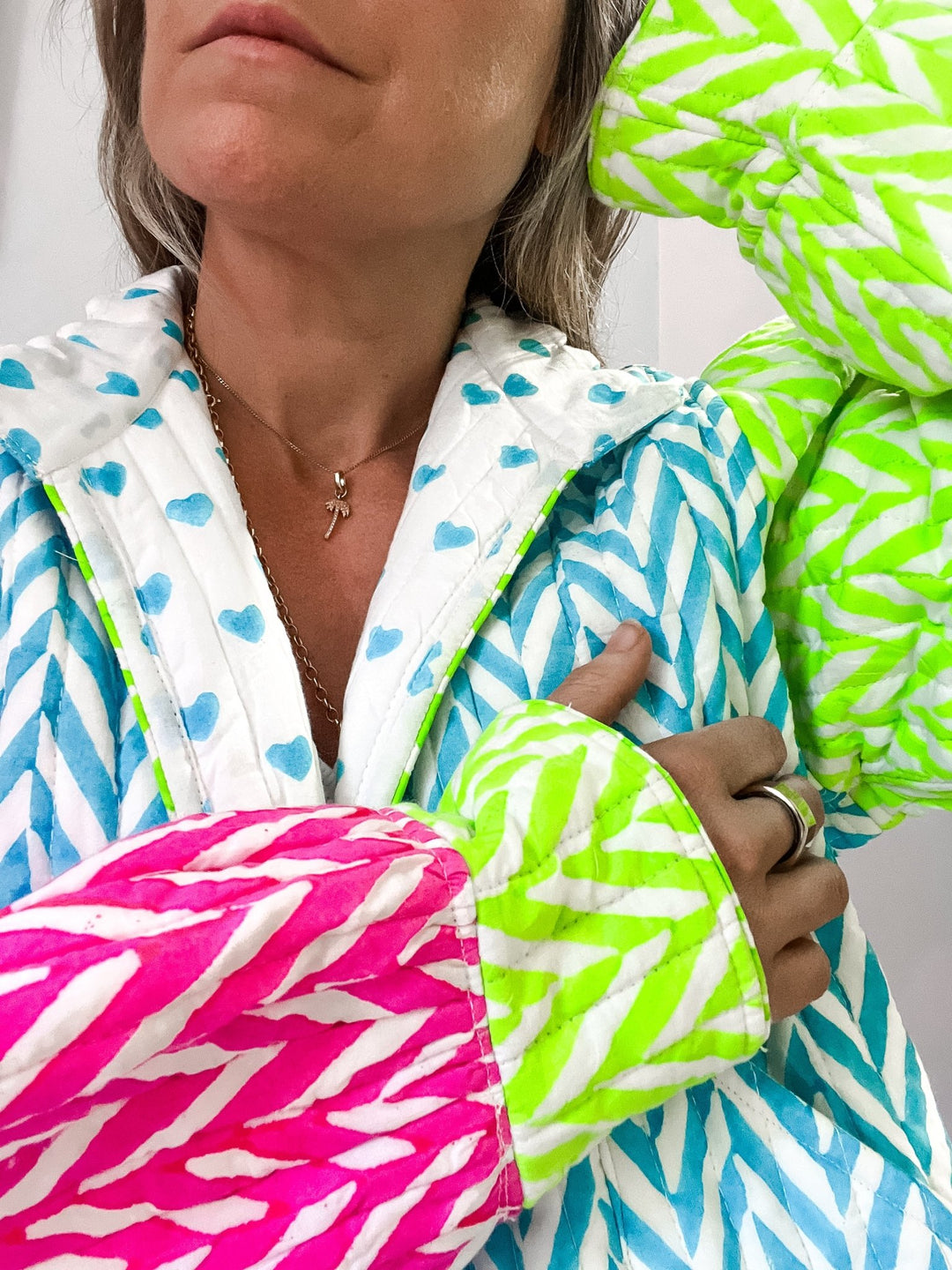 Quilted Jacket | Neon Prism (Malibu Blue) - Bombaby