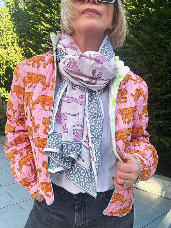 Quilted Jacket | Powder Pink Tiger - Bombaby