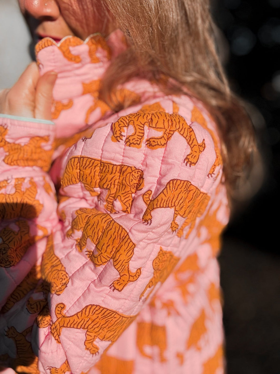 Quilted Jacket | Powder Pink Tiger - Bombaby