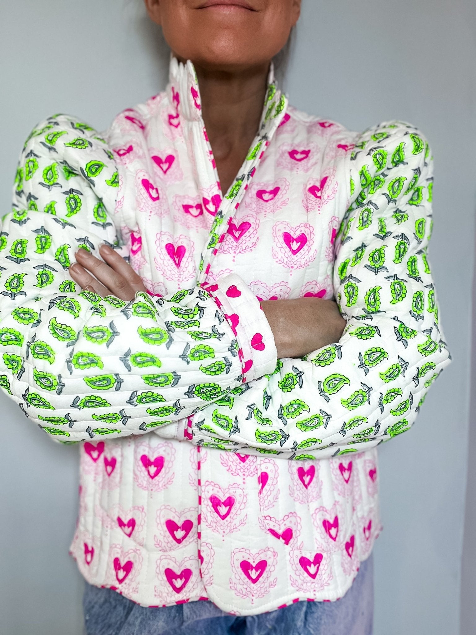 Quilted Jacket | Pretty Neon Hearts - Bombaby