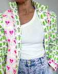 Quilted Jacket | Pretty Neon Hearts - Bombaby