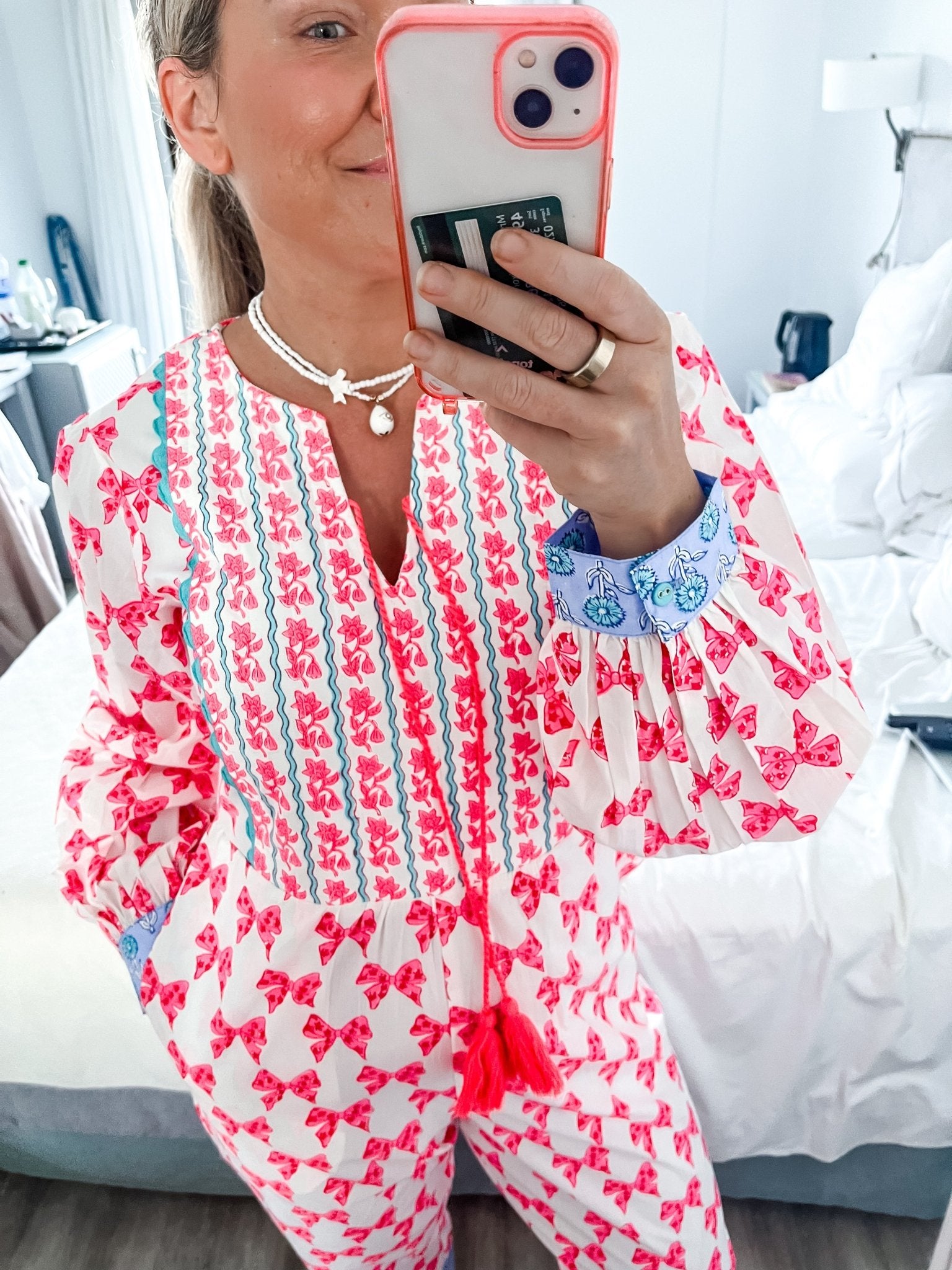 Quilted Jumpsuit | Neon Pink Bows - Bombaby