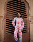 Quilted Jumpsuit | Neon Pink Bows - Bombaby