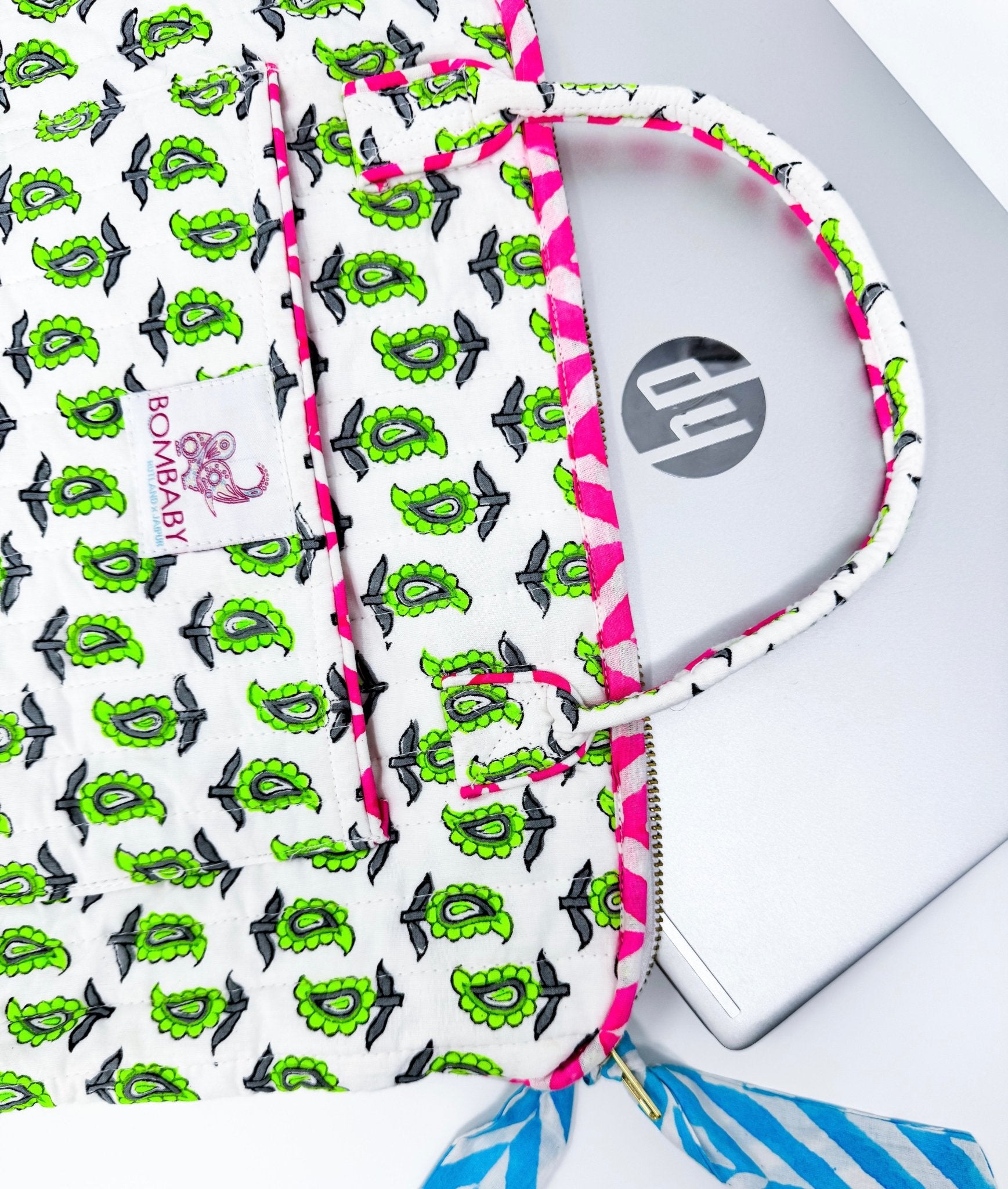 Quilted Laptop Bag | Neon Paisley - Bombaby