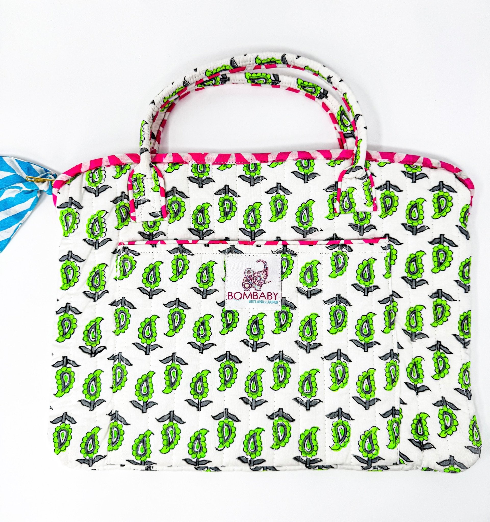 Quilted Laptop Bag | Neon Paisley - Bombaby