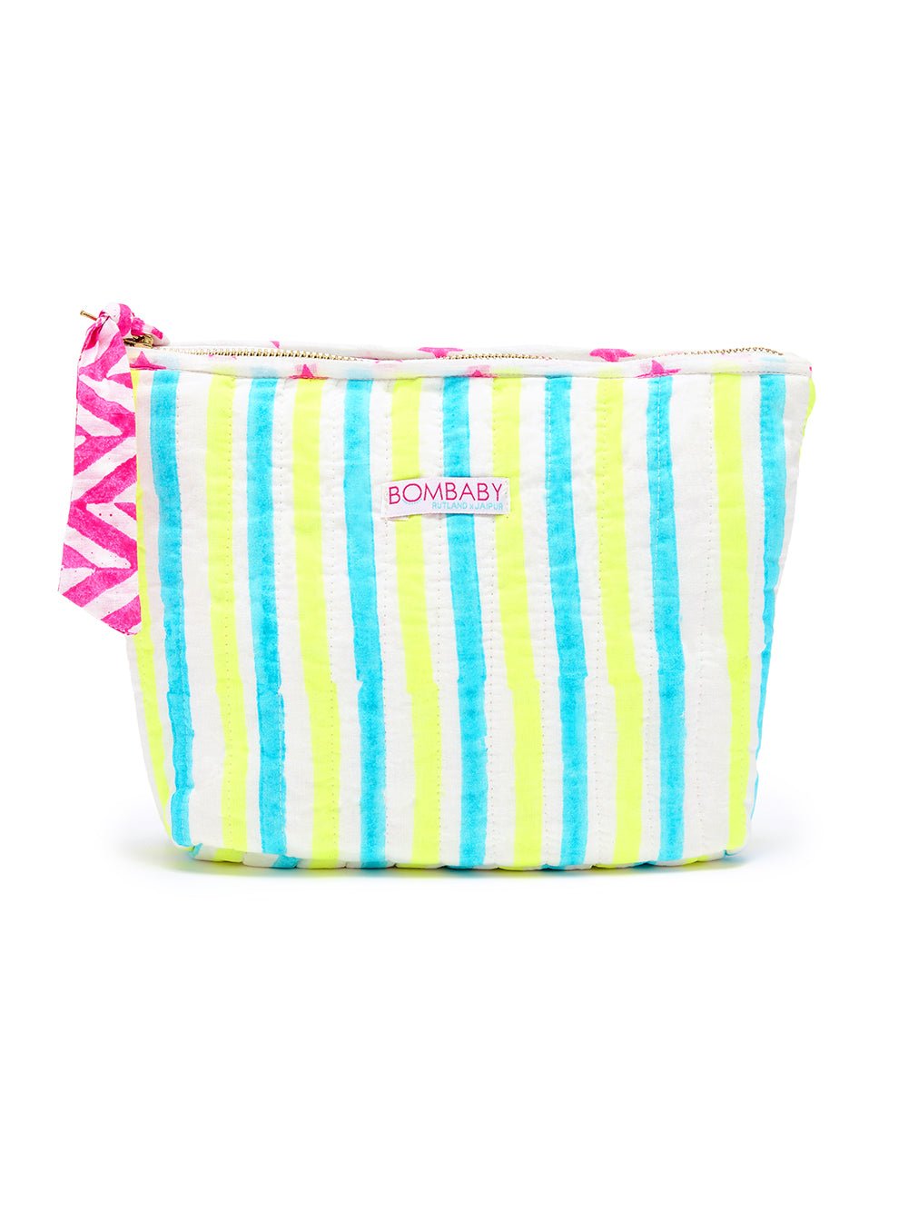 Quilted Make Up Bag | Blue Lemonade - Bombaby