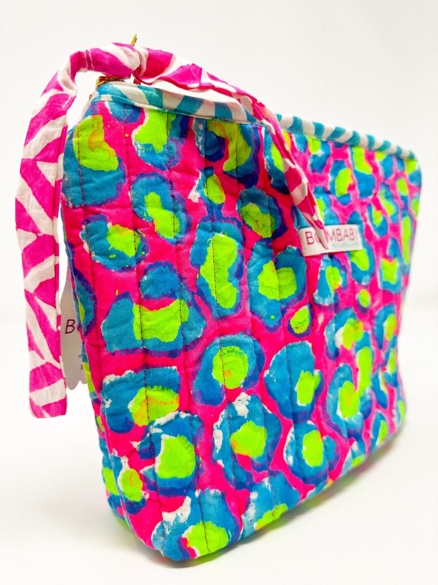 Quilted Make Up Bag | Electric Jungle - Bombaby