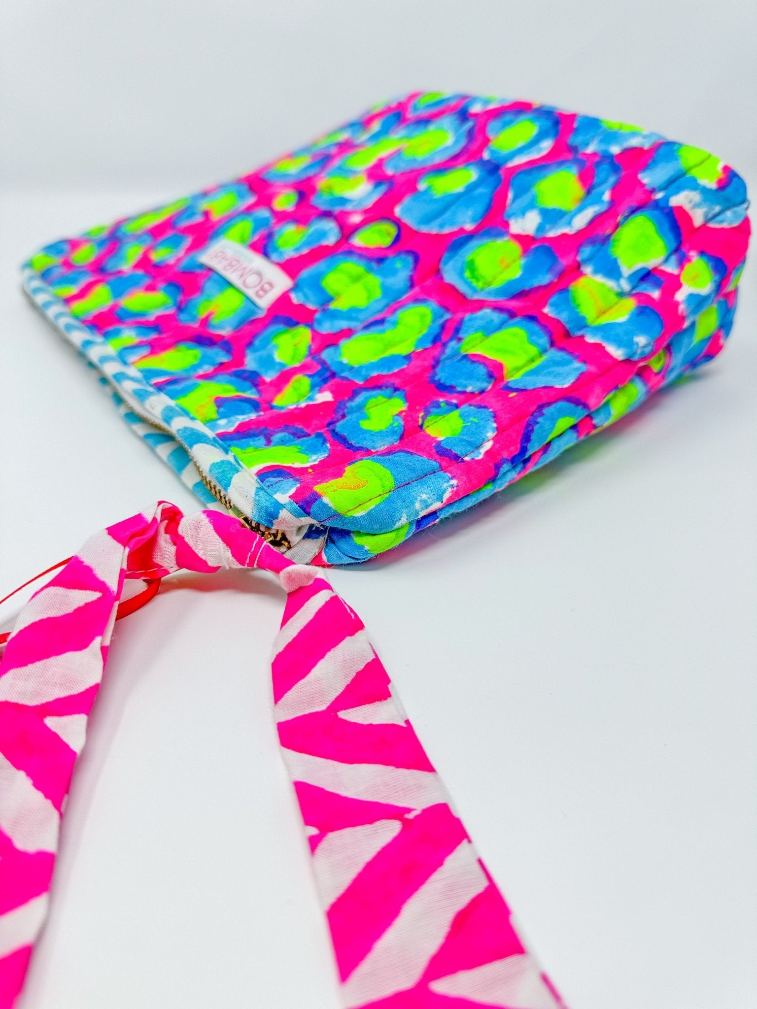 Quilted Make Up Bag | Electric Jungle - Bombaby