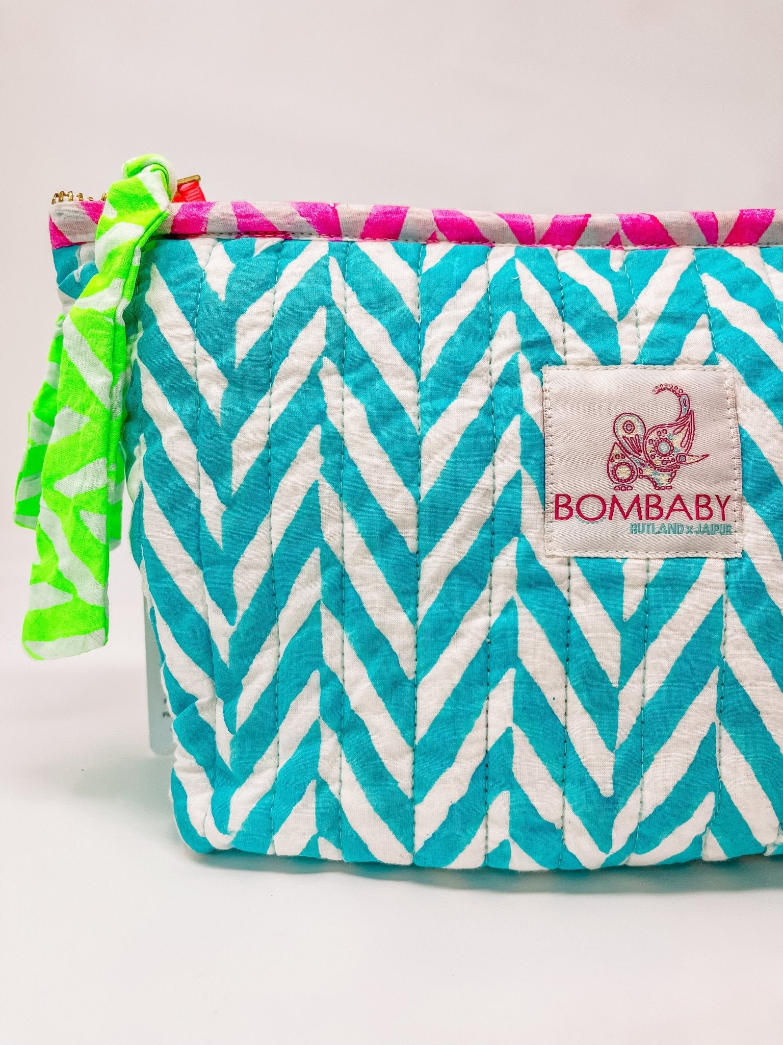 Quilted Make Up Bag | Malibu Blue - Bombaby